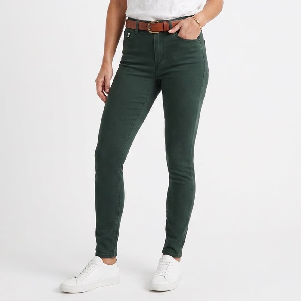 Uniqlo Womens Leggings Pants Forest Green Slim Fit Stretch Size M